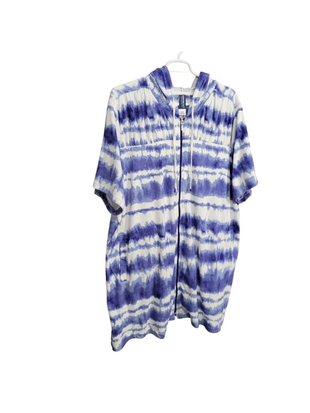 Swim 365 NWT Plus Size 30 32 Cover Up Robe Hooded Tie Dye Pockets Beach Lounge